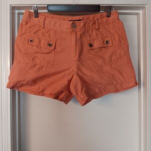 INC International Concepts 100% Linen Coral-Orange Cargo Pocket Shorts